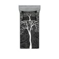 thumbnail image 1 of Ambesonne Tree Fitted Sheet & Pillow Sham Set, Modern Art Pattern Boho, Twinxl, Grey White, 1 of 2