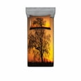 thumbnail image 1 of Ambesonne Tree Fitted Sheet & Pillow Sham Set, Old Oak at Sunset View, Twin, Orange Brown, 1 of 2