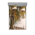 thumbnail image 1 of Ambesonne Tree Fitted Sheet & Pillow Sham Set, Snowy Nature Wintertime, Full, Multicolor, 1 of 2