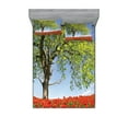 thumbnail image 1 of Ambesonne Tree Fitted Sheet & Pillow Sham Set, Spring Scenery Flowers, Full, Green Red Blue, 1 of 2