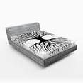 thumbnail image 1 of Ambesonne Tree Fitted Sheet, Roots Branch Leafless, Full Size, Black White, 1 of 2