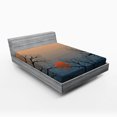 thumbnail image 1 of Ambesonne Tree Fitted Sheet, Sunrise Branches Misty Sky, Queen Size, Slate Blue Orange Peach, 1 of 2