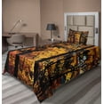 thumbnail image 1 of Ambesonne Tree Fitted & Top Sheet Set with Sham, Fall Tranquil Countryside, Dark Brown Orange Yellow, 1 of 4