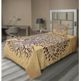 thumbnail image 1 of Ambesonne Tree Fitted & Top Sheet Set with Sham, Vintage Swirls, Cream Brown, 1 of 4