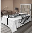 thumbnail image 1 of Ambesonne Tree Flat Sheet, Bare Branches Silhouette Art, TwinXL Size, Charcoal Grey White, 1 of 1