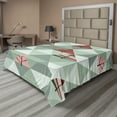 thumbnail image 1 of Ambesonne Tree Flat Sheet, Illustration of Triangles, Full Size, Coral and Reseda Green, 1 of 1