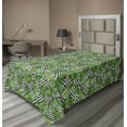thumbnail image 1 of Ambesonne Tree Flat Sheet, Macro Palm Tree Leaves, Twin Size, Hunter Green Black White, 1 of 1