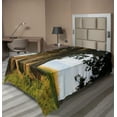 thumbnail image 1 of Ambesonne Tree Flat Sheet, Majestic Oak Estonia Rural, Twin Size, Cocoa Fern Green, 1 of 1