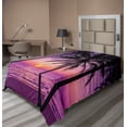 thumbnail image 1 of Ambesonne Tree Flat Sheet, Palms Silhouette Purple, TwinXL Size, Purple Black, 1 of 1