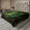 thumbnail image 1 of Ambesonne Tree Flat Sheet, Pathway into Mystic Rainforest, King Size, Yellow Green, 1 of 1