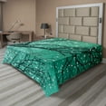 thumbnail image 1 of Ambesonne Tree Flat Sheet, Stars Bare Branches, Full Size, Sea Green Dark Teal, 1 of 1