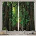 thumbnail image 1 of Ambesonne Tree Kitchen Curtains, Pathway into Mystic Rainforest, 55"x45", Yellow Green, 1 of 3
