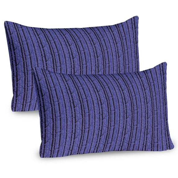 Ambesonne Tree Pillow Sham 2 Pack, Branches Leaves Winter Nature, 36"x20", Blue Violet and Dark Purple