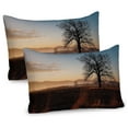 thumbnail image 1 of Ambesonne Tree Pillow Sham 2 Pack, Countryside Autumn Dusk, 26"x20", Brown Blue, 1 of 3