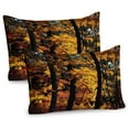 thumbnail image 1 of Ambesonne Tree Pillow Sham 2 Pack, Fall Tranquil Countryside, 26"x20", Dark Brown Orange Yellow, 1 of 3