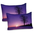 thumbnail image 1 of Ambesonne Tree Pillow Sham 2 Pack, Sunset Nature Landscape, 26"x20", Purple Black, 1 of 3