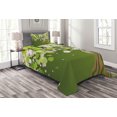 thumbnail image 1 of Ambesonne Tree Quilted Bedspread Set 2 Pcs, Blossoming Petals Florets, Twin Size, Fern Green Pale Pink, 1 of 3
