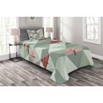 thumbnail image 1 of Ambesonne Tree Quilted Bedspread Set 2 Pcs, Illustration of Triangles, Twin Size, Coral and Reseda Green, 1 of 3