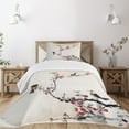 thumbnail image 1 of Ambesonne Tree Quilted Bedspread Set 2 Pcs, Oriental Illustration, Twin Size, Pale Caramel Ruby, 1 of 5