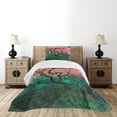 thumbnail image 1 of Ambesonne Tree Quilted Bedspread Set 2 Pcs, Red Leaf Maple in Garden, Twin Size, Green, 1 of 3