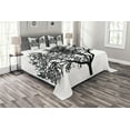 thumbnail image 1 of Ambesonne Tree Quilted Bedspread Set 3 Pcs, Bare Branches Silhouette Art, King Size, Charcoal Grey White, 1 of 3