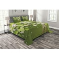 thumbnail image 1 of Ambesonne Tree Quilted Bedspread Set 3 Pcs, Blossoming Petals Florets, King Size, Fern Green Pale Pink, 1 of 3