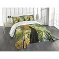 thumbnail image 1 of Ambesonne Tree Quilted Bedspread Set 3 Pcs, Forest Autumn Growth Eco, Queen Size, Dark Brown Pale Green, 1 of 5