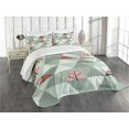 thumbnail image 1 of Ambesonne Tree Quilted Bedspread Set 3 Pcs, Illustration of Triangles, Queen Size, Coral and Reseda Green, 1 of 5