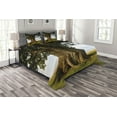 thumbnail image 1 of Ambesonne Tree Quilted Bedspread Set 3 Pcs, Majestic Oak Estonia Rural, Queen Size, Cocoa Fern Green, 1 of 5
