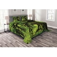 thumbnail image 1 of Ambesonne Tree Quilted Bedspread Set 3 Pcs, Moss Jungle Wildlife, King Size, Green Brown, 1 of 3