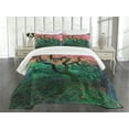 thumbnail image 1 of Ambesonne Tree Quilted Bedspread Set 3 Pcs, Red Leaf Maple in Garden, Queen Size, Green, 1 of 5