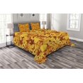 thumbnail image 1 of Ambesonne Tree Quilted Bedspread Set 3 Pcs, Shady Fall Oak Maple Leaf, King Size, Earth Yellow Marigold, 1 of 3