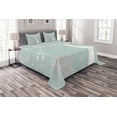 thumbnail image 1 of Ambesonne Tree Quilted Bedspread Set 3 Pcs, Stars Moon Pastel Colored, King Size, Almond Green White, 1 of 3