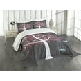 thumbnail image 1 of Ambesonne Tree Quilted Bedspread Set 3 Pcs, Tree Bitd Cage Leaves, Queen Size, Grey Pink Pale Grey, 1 of 5