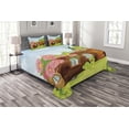 thumbnail image 1 of Ambesonne Tree Quilted Bedspread Set 3 Pcs, Worms in Wooden Tree, Queen Size, Apple Green Chocolate, 1 of 3