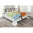 thumbnail image 1 of Ambesonne Tree Quilted Coverlet 3 Pcs, Flowers 4 Season Theme, King Size, Multicolor, 1 of 2