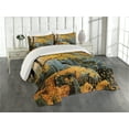 thumbnail image 1 of Ambesonne Tree Quilted Coverlet 3 Pcs, Maple Falling Leaves, King Size, Grey Orange, 1 of 4