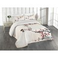 thumbnail image 1 of Ambesonne Tree Quilted Coverlet 3 Pcs, Oriental Illustration, King Size, Pale Caramel Ruby, 1 of 4