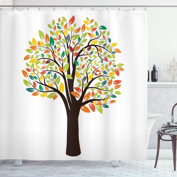 Ambesonne Tree Shower Curtain, Autumnal Leaves Forest Flora, 69"Wx70"L, Multicolor