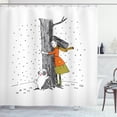 thumbnail image 1 of Ambesonne Tree Shower Curtain, Girl Pug Hugging a Tree, 69"Wx84"L, Multicolor, 1 of 5