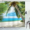 thumbnail image 1 of Ambesonne Tree Shower Curtain, Shadow Shade of Palms, 69"Wx70"L, Pale Green Pale Blue, 1 of 5
