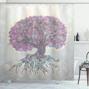 Ambesonne Tree Shower Curtain, Watercolor Bohemian, 69"Wx70"L, Grey Purple