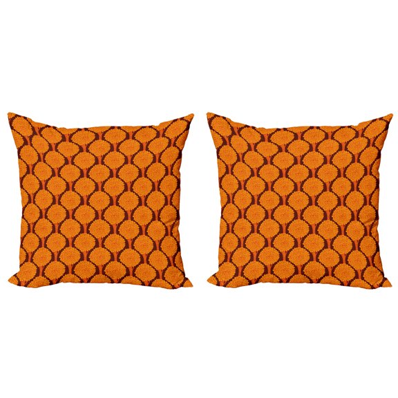 Ambesonne Tree Throw Pillow Cover 2 Pack, Abstract Forest Modern Art, 20", Orange Chestnut Brown
