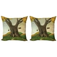 thumbnail image 1 of Ambesonne Tree Throw Pillow Cover 2 Pack, Cosy Tree Tunk Autumn, 18", Sepia and Lime Green, 1 of 2