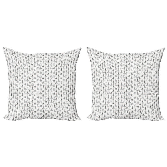 Ambesonne Tree Throw Pillow Cover 2 Pack, Doodle Sketch Style Stars, 16", Black Grey Red
