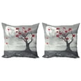 thumbnail image 1 of Ambesonne Tree Throw Pillow Cover 2 Pack, Romantic Full Moon Night, 18", Grey Vermilion and White, 1 of 7