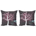 thumbnail image 1 of Ambesonne Tree Throw Pillow Cover 2 Pack, Tree Bitd Cage Leaves, 16", Grey Pink Pale Grey, 1 of 2