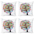 thumbnail image 1 of Ambesonne Tree Throw Pillow Cover 4 Pack, Blooming Flowers Heart, 16", Multicolor, 1 of 6