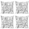 thumbnail image 1 of Ambesonne Tree Throw Pillow Cover 4 Pack, Branches with Leaves Buds, 20", Black White, 1 of 5