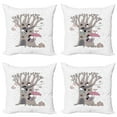 thumbnail image 1 of Ambesonne Tree Throw Pillow Cover 4 Pack, Bunny Family Rain Birds, 18", Taupe Pale Pink, 1 of 5